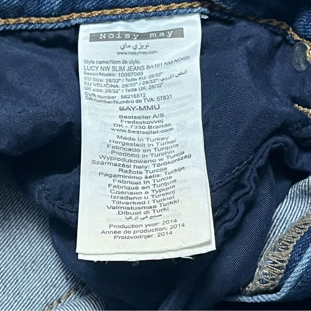 NOISY MAY Lucy NW Slim distressed denim jeans women’s size 28 mid rise blue - Picture 9 of 13